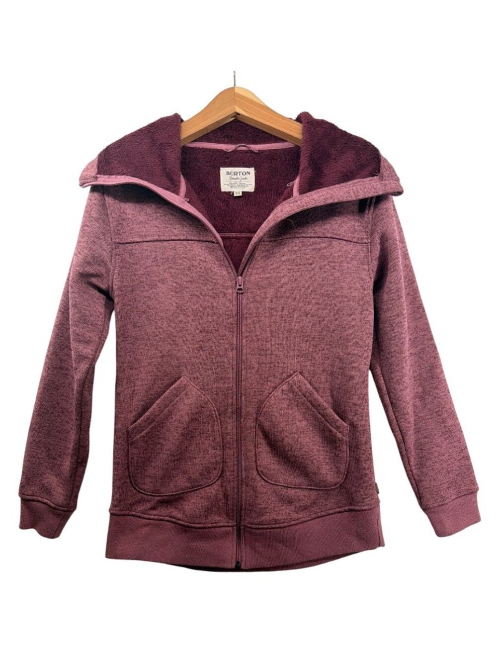 Burton Womens Jacket XS Maroon Heathered MINXY Full-Zip Fleece Hoodie StreetWear